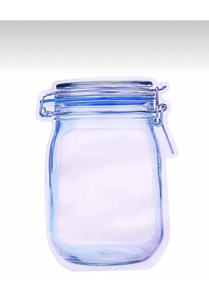 Büyük Boy Mavi Kavanoz Görünümlü Kilitli Saklama Poşeti 600 Ml, 5'li Paket modelleri