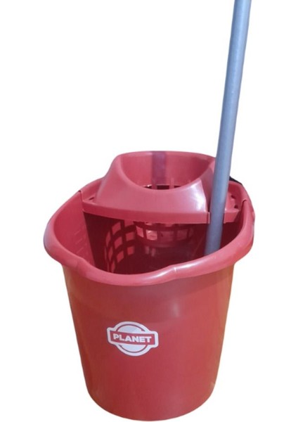 Kırmızı 13 Litre Temizlik Paspası ve Kovası Seti