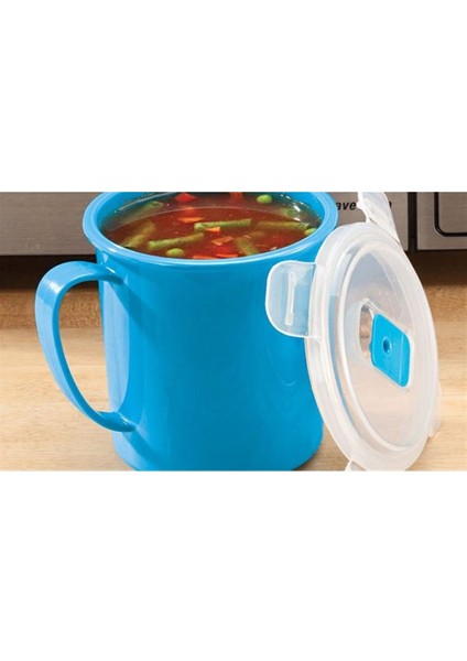 Renkli Mikrodalga Kapaklı Çorba ve Sıcak Içecek Kabı, Dayanıklı ve Çok Fonksiyonlu
