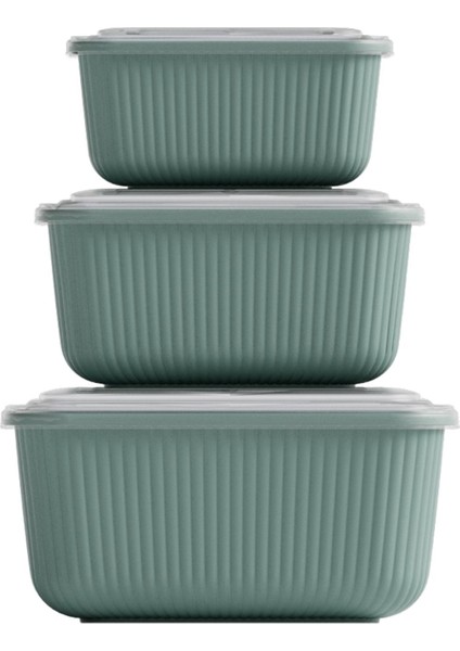 3'lü Saklama Kabı Seti, Buzdolabı Organizer, Yeşil, Şeffaf, 600ML-1800ML fiyatları