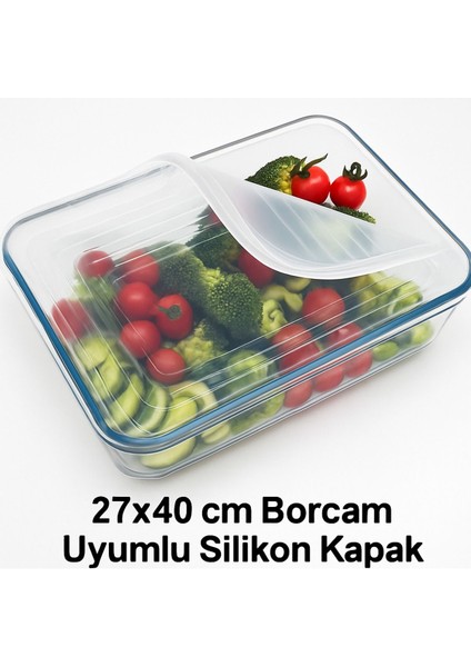 Şeffaf Dikdörtgen Silikon Borcam Kapağı, Dayanıklı ve Kullanışlı Ürün.