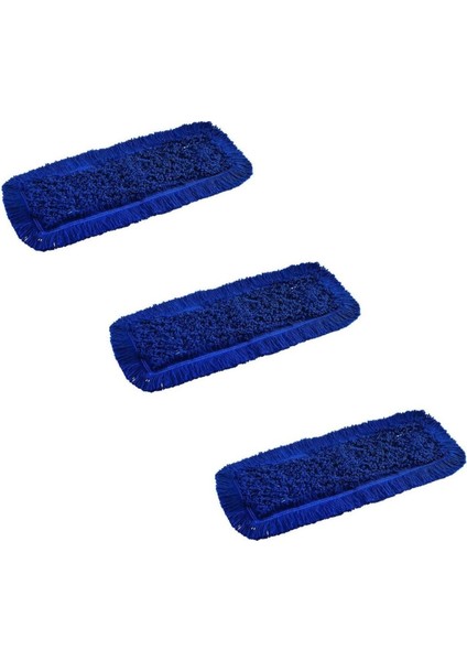 3'lü Mavi 60 cm Nemli Pamuklu Mop Seti, Temizlik ve Yer Kurulama İçin