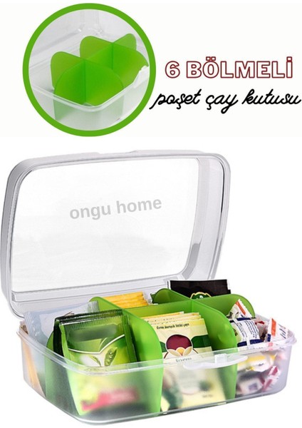 6 Bölmeli Şık Poşet Çay Kutusu, Turuncu Renkli ve Kullanışlı Tasarım