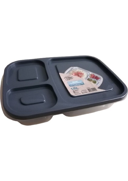 3 Bölmeli Füme Dikdörtgen Saklama Kabı, Pratik ve Şık Mutfak Gereciği