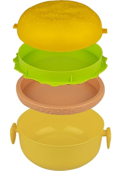 Şirin Hamburger Temalı Tabaklı Taşıma ve Beslenme Kabı, Sarı Renk modelleri