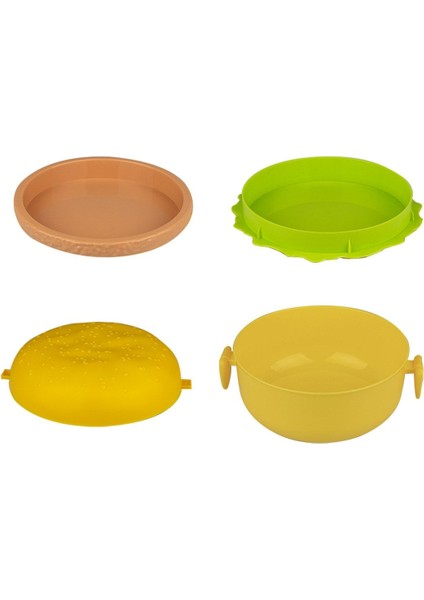 Şirin Hamburger Temalı Tabaklı Taşıma ve Beslenme Kabı, Sarı Renk fırsatları