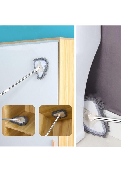 Teleskopik Saplı 150 cm Üçgen Temizlik Mop, Cam, Duvar, Tavan ve Yüzeyler İçin Uygun