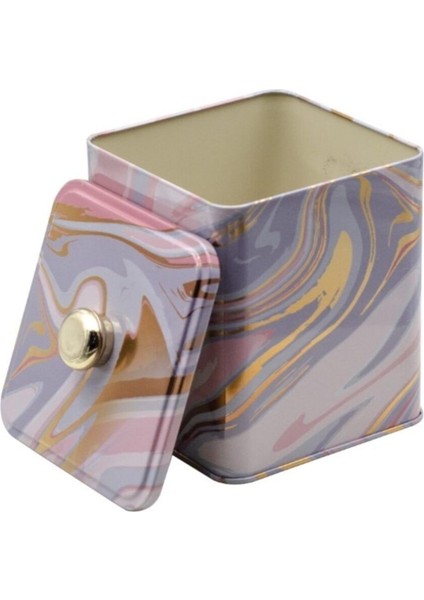 Liquid Pink Desenli Kare Metal Saklama Kabı 12X12 Cm, Şık ve Kullanışlı Mutfak Ürünü modelleri