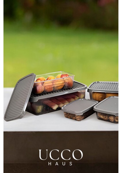 Gri 10 Parça Saklama Kabı Seti, Dondurucu ve Buzluk Için Uygun, Çok Amaçlı Kullanım