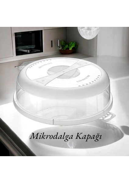 Şeffaf Mikrodalga Gıda Koruma Kapağı, Saplı, 24,5x7,5 Cm, Beyaz Renk fiyatları