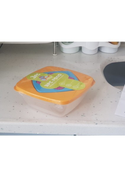 3 Parça Renkli Kare Saklama Kabı, Kapaklı, Iç Içe Geçen, Turuncu fiyatları