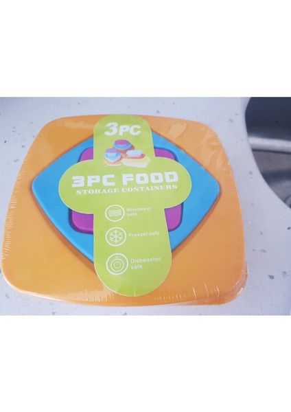 3 Parça Renkli Kare Saklama Kabı, Kapaklı, Iç Içe Geçen, Turuncu modelleri