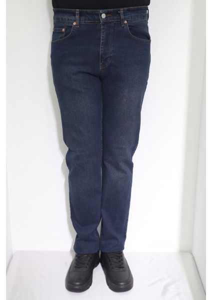 Fistan Store Erkek Lacivert Normal Bel Normal Kesim Boru Paça Jean Pantolon
