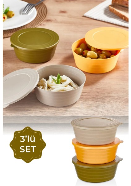 Renkli 3'lü Kapaklı Saklama Kabı Seti, Pratik ve Şık Mutfak Düzeni Için Ideal