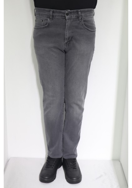 Fistan Store Erkek Gri Normal Bel Normal Kesim Boru Paça Jean Pantolon