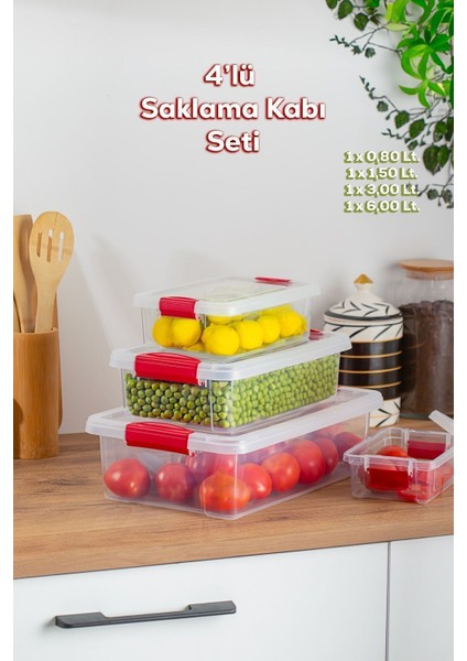 4'lü Çok Amaçlı Dikdörtgen Sızdırmaz Saklama Kabı Seti, Turuncu