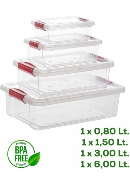 4'lü Çok Amaçlı Dikdörtgen Sızdırmaz Saklama Kabı Seti, Turuncu fiyatları
