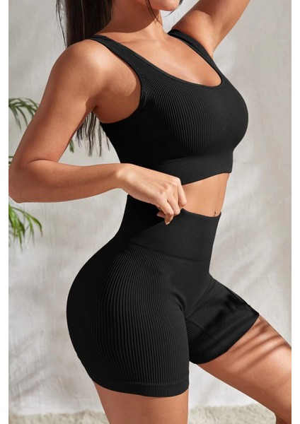 Marsilyan- Kadın Siyah Kalın Askılı Yüksek Bel Şortlu Gecelik Takımı indirimleri