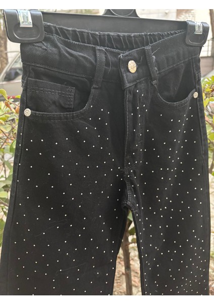 Dmb Kız Çocuk Taşlı Siyah Kot Pantalon