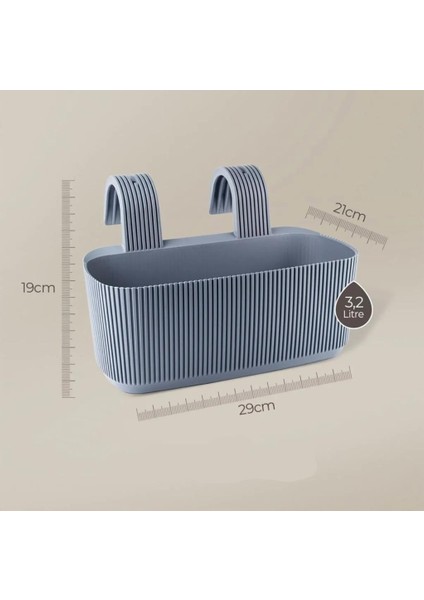 KRS-249 Plastik Pera Askılı Balkon Saksı 3.2 Lt Gök Mavi 5 Adet fiyatları