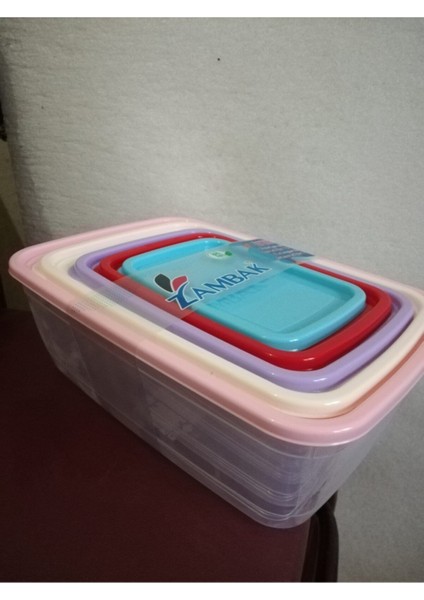 Renkli Dikdörtgen Saklama Kabı Seti, 5'li, Şık ve Kullanışlı Mutfak Aksesuarı