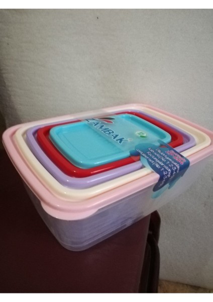 Renkli Dikdörtgen Saklama Kabı Seti, 5'li, Şık ve Kullanışlı Mutfak Aksesuarı fiyatları