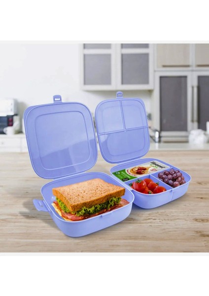 Mavi Bölmeli Saklama Kabı, Pratik ve Şık Beslenme Kutusu fiyatları