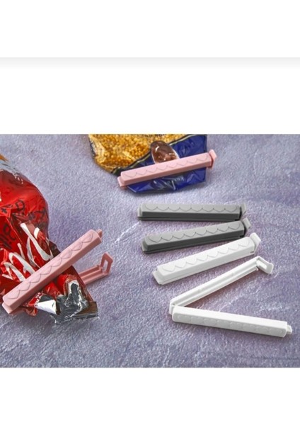 Büyük Boy 6'lı Poşet Klipsi, Pembe, Dayanıklı ve Pratik Kullanım