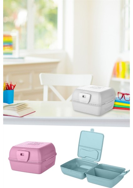 Renkli Katlı Taşınabilir Saklama Kabı, Çatal ve Kaşık Dahil