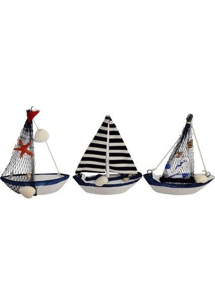 Dekoratif Marin Ahşap Yelkenli Gemi Maketi (14 cm x 10 Cm)