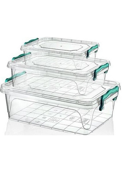 Dikdörtgen Çok Amaçlı Saklama Kabı Seti, 3'lü, Beyaz