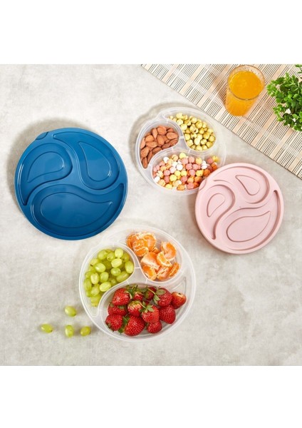 Üç Bölmeli Küçük Saklama Kabı, Pratik ve Renkli, Turuncu Renkli