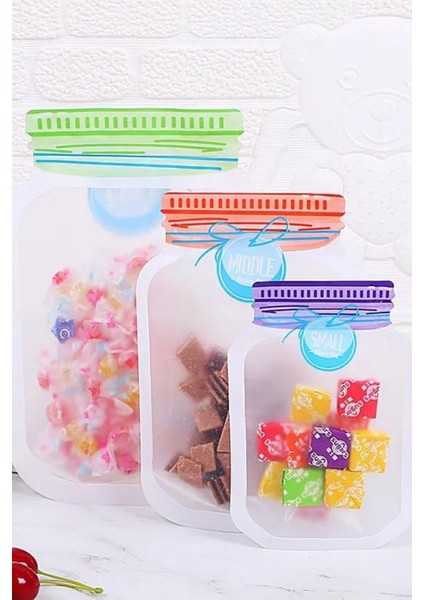 3'lü Kilitli Saklama Poşeti Seti, Küçük Orta Büyük Boy, Beyaz Renk indirimleri