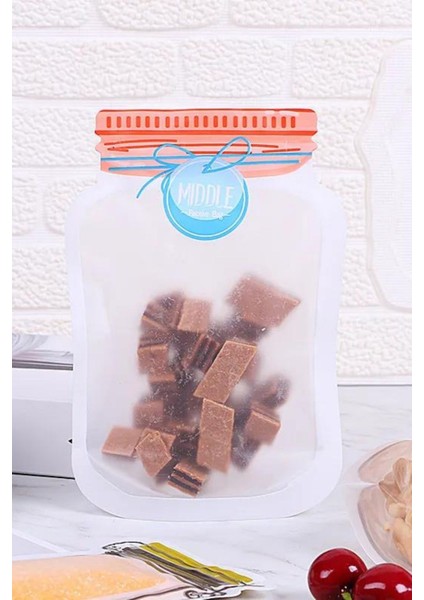 3'lü Kilitli Saklama Poşeti Seti, Küçük Orta Büyük Boy, Beyaz Renk