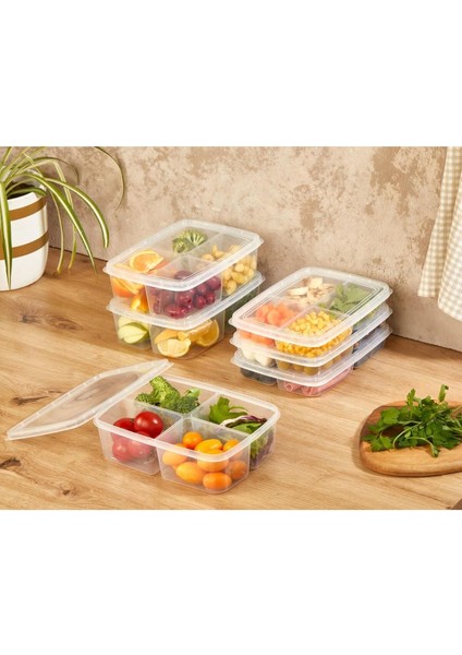 4 Bölmeli Şeffaf Kapaklı Saklama Kabı, Turuncu, Dayanıklı ve Pratik Kullanım fiyatları