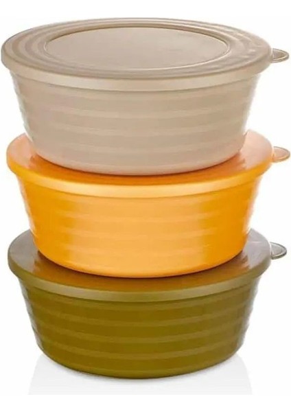 3'lü Kapaklı Saklama Seti, Çok Amaçlı, Renkli, Bpa Içermez, Çerezlik ve Beslenme Kabı fırsatları