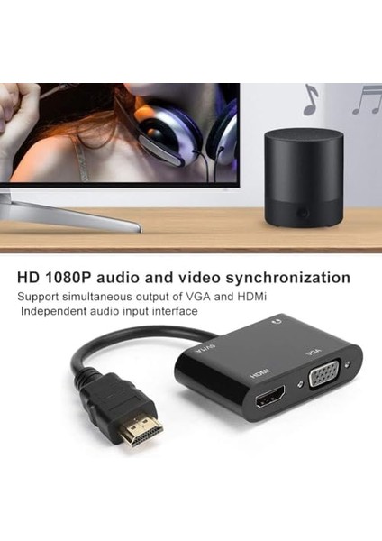 1080P 2in1 Hd'den Vga'ya HDMI To VGA Hd Dönüştürücü Bilgisayar Projeksiyonu - Hd Ürünleri Için Tv Adaptörüne VGA Ürünlerini Bağlama ZR724 fiyatları