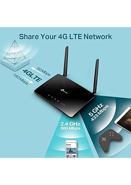 Archer MR400, AC1200 Mbps, 4g/3g Sım Yuvası, 64 Cihaza Kadar Bağlantı, Yapılandırma Gerektirmez, Konuk Ağı ve Ebeveyn Kontrolü Desteği, Wi-Fi 5 Dual Band 4g Lte Router modelleri