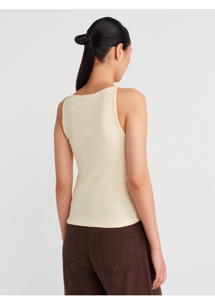 21048 Halter Yaka Top-Açık Sarı fiyatları