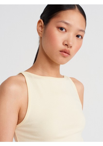 21048 Halter Yaka Top-Açık Sarı fırsatları