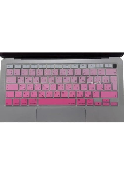 Rusça Klavye Koruyucu Macbook Air M1 Kılıfı (Touchıd'li Air) A2179 A2337 ile Uyumlu Gradient Pembe fiyatları