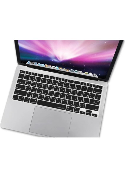 Arapça Klavye Koruyucu Macbook Air M1 13 Inç (Touchıd'li Air) A2337 A2179 Us Enter ile Uyumlu Siyah