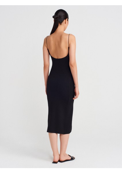 91495 Askılı Midi Elbise-Siyah fiyatları