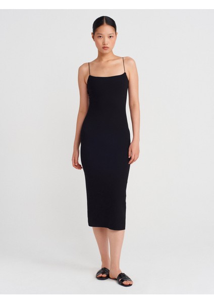 91495 Askılı Midi Elbise-Siyah modelleri