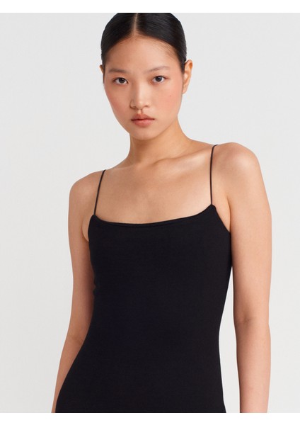 91495 Askılı Midi Elbise-Siyah fırsatları