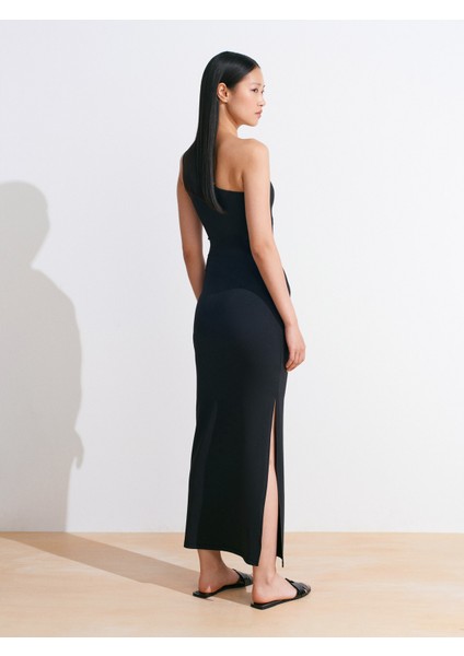 91494 Aksesuar Detaylı Uzun Elbise-Siyah fiyatları