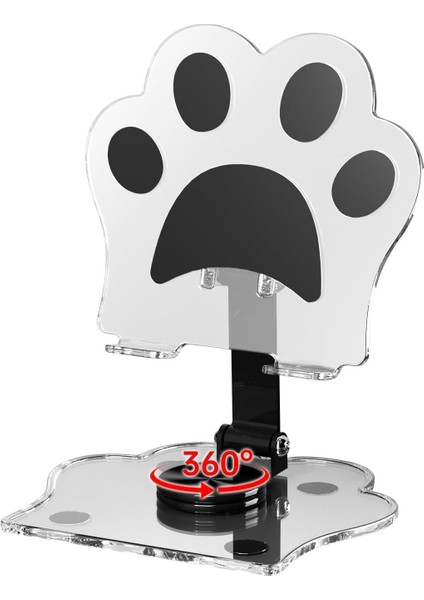 Derece Dönebilen Kedi Patili Telefon ve Tablet Standı Tutucu Film Vs Izlerken Kullanmak Için Dönebilen Stand Şeffaf Iphone ve Xiaomi Ile Uyumlu Dönebilen Stand Telefon Tutucu