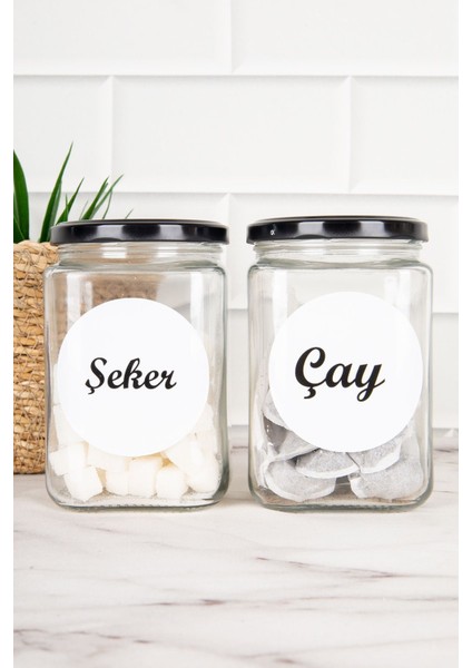 Çiftli Siyah Kapaklı Kare Cam Saklama Kabı, 720 Ml, Turuncu Detaylar