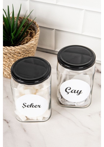 Çiftli Siyah Kapaklı Kare Cam Saklama Kabı, 720 Ml, Turuncu Detaylar fiyatları