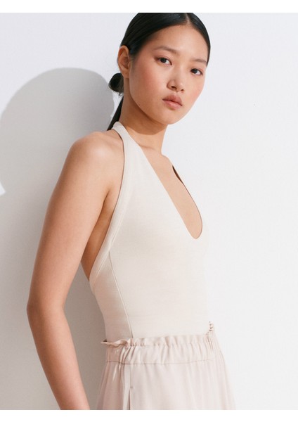 31971 Boyundan Bağlamalı Top-Açık Bej indirimleri